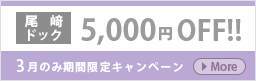 尾﨑ドック5000円OFFキャンペーン（3月のみ期間限定キャンペーン）